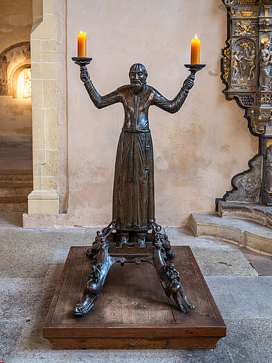 Wolfram-Leuchter, um 1160 Mittelalterliche Bronzeskulptur im Erfurter Dom © Foto M. F. Schmidt